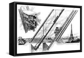 Paris, France - La Tour Eiffel, Otis Elevators-null-Framed Stretched Canvas