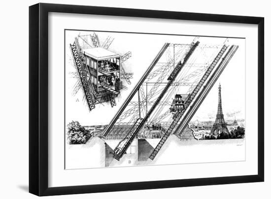 Paris, France - La Tour Eiffel, Otis Elevators-null-Framed Art Print