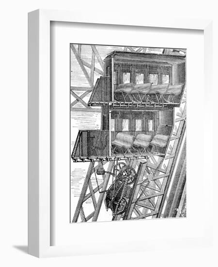 Paris, France - La Tour Eiffel, Roux Elevator-A. Hugel-Framed Art Print