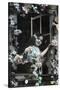 Paris, France - Little Girl at Window with Flowers-Lantern Press-Stretched Canvas