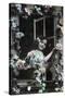 Paris, France - Little Girl at Window with Flowers-Lantern Press-Stretched Canvas