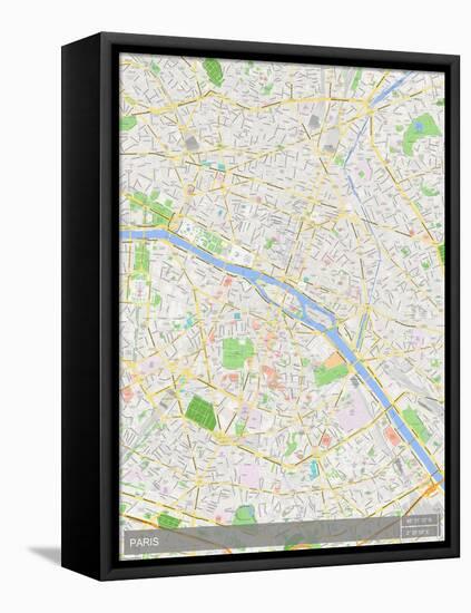 Paris, France Map-null-Framed Stretched Canvas