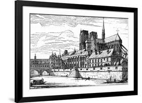 Paris, France - Notre-Dame and Archbishop's Palace-null-Framed Premium Giclee Print