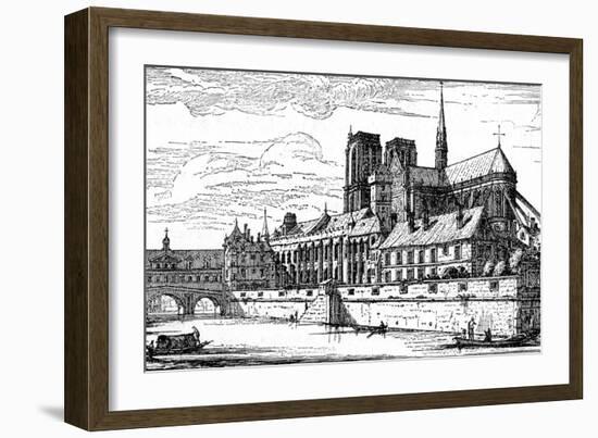 Paris, France - Notre-Dame and Archbishop's Palace-null-Framed Art Print