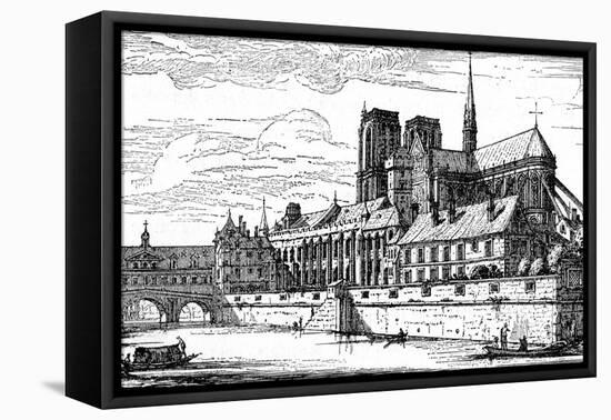 Paris, France - Notre-Dame and Archbishop's Palace-null-Framed Stretched Canvas