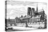 Paris, France - Notre-Dame and Archbishop's Palace-null-Stretched Canvas