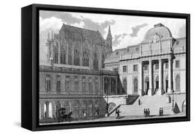 Paris, France - Palais de Justice-J. Romney-Framed Stretched Canvas