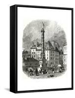 Paris, France - Place Du Chatelet-null-Framed Stretched Canvas