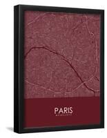 Paris, France Red Map-null-Framed Poster
