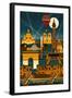 Paris, France - Retro Skyline (no text)-Lantern Press-Framed Art Print