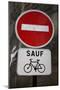 Paris France Sauf Biking Sign Art Print Poster-null-Mounted Poster
