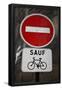 Paris France Sauf Biking Sign Art Print Poster-null-Framed Poster