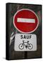 Paris France Sauf Biking Sign Art Print Poster-null-Framed Stretched Canvas