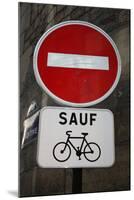Paris France Sauf Biking Sign Art Print Poster-null-Mounted Poster