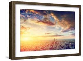 Paris, France Skyline, Panorama at Sunset. View on Eiffel Tower, Champ De Mars-Michal Bednarek-Framed Photographic Print