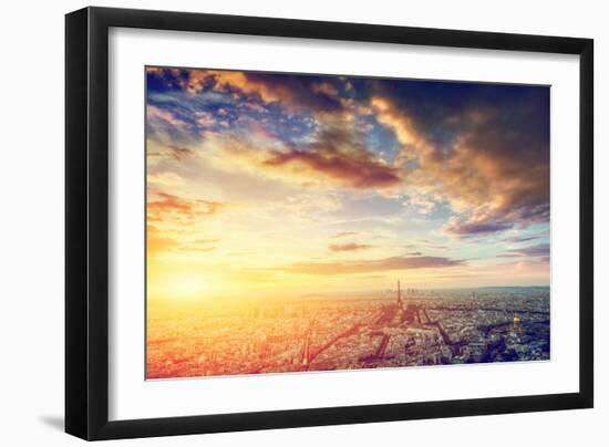 Paris, France Skyline, Panorama at Sunset. View on Eiffel Tower, Champ De Mars-Michal Bednarek-Framed Photographic Print