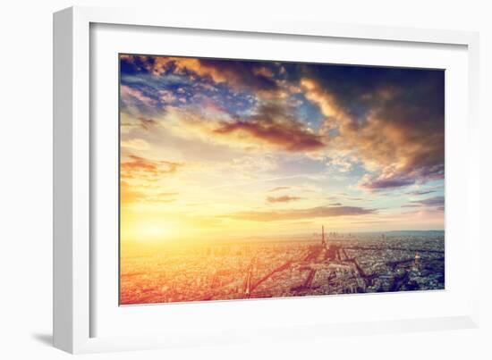 Paris, France Skyline, Panorama at Sunset. View on Eiffel Tower, Champ De Mars-Michal Bednarek-Framed Photographic Print