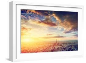 Paris, France Skyline, Panorama at Sunset. View on Eiffel Tower, Champ De Mars-Michal Bednarek-Framed Photographic Print