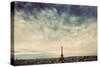 Paris, France Skyline with Eiffel Tower under Dark Dramatic Clouds. Artistic Vintage, Retro Mood-Michal Bednarek-Stretched Canvas