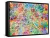 Paris France Street Map-Michael Tompsett-Framed Stretched Canvas