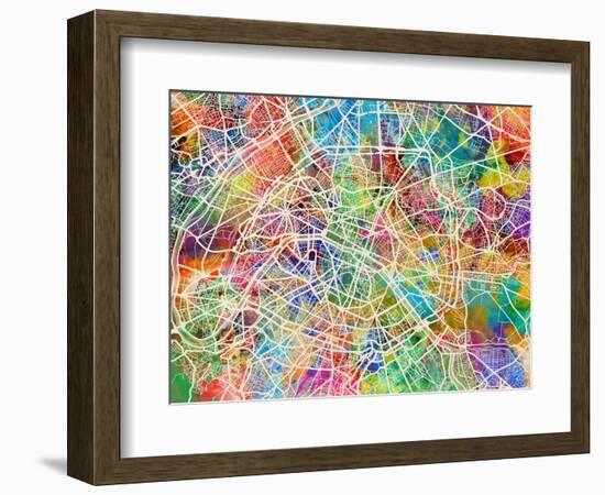 Paris France Street Map-Michael Tompsett-Framed Art Print