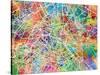 Paris France Street Map-Michael Tompsett-Stretched Canvas