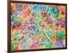 Paris France Street Map-Michael Tompsett-Framed Art Print