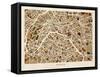 Paris France Street Map-Michael Tompsett-Framed Stretched Canvas