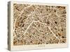 Paris France Street Map-Michael Tompsett-Stretched Canvas