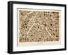 Paris France Street Map-Michael Tompsett-Framed Art Print