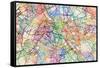 Paris France Street Map-Michael Tompsett-Framed Stretched Canvas