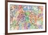 Paris France Street Map-Michael Tompsett-Framed Art Print