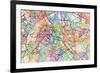 Paris France Street Map-Michael Tompsett-Framed Art Print