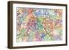 Paris France Street Map-Michael Tompsett-Framed Premium Giclee Print