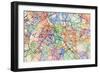 Paris France Street Map-Michael Tompsett-Framed Premium Giclee Print