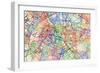 Paris France Street Map-Michael Tompsett-Framed Premium Giclee Print