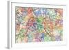 Paris France Street Map-Michael Tompsett-Framed Art Print