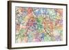 Paris France Street Map-Michael Tompsett-Framed Art Print