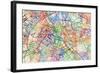 Paris France Street Map-Michael Tompsett-Framed Art Print