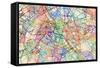 Paris France Street Map-Michael Tompsett-Framed Stretched Canvas