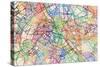 Paris France Street Map-Tompsett Michael-Stretched Canvas