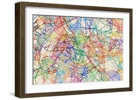 Paris France Street Map-Tompsett Michael-Framed Art Print