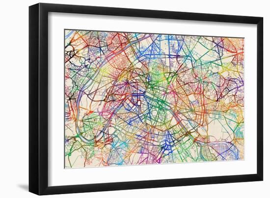 Paris France Street Map-Tompsett Michael-Framed Art Print