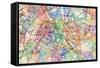 Paris France Street Map-Tompsett Michael-Framed Stretched Canvas