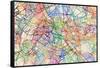 Paris France Street Map-Tompsett Michael-Framed Stretched Canvas