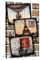 Paris, France "Through the Viewfinder" Vintage Postcard Collage in Color-Piddix-Stretched Canvas