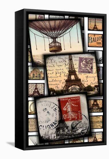 Paris, France "Through the Viewfinder" Vintage Postcard Collage in Color-Piddix-Framed Stretched Canvas