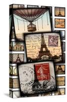 Paris, France "Through the Viewfinder" Vintage Postcard Collage in Color-Piddix-Stretched Canvas