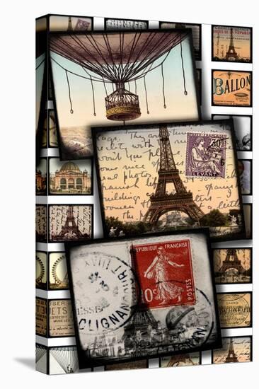 Paris, France "Through the Viewfinder" Vintage Postcard Collage in Color-Piddix-Stretched Canvas