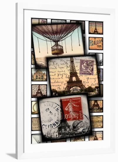 Paris, France "Through the Viewfinder" Vintage Postcard Collage in Color-Piddix-Framed Art Print